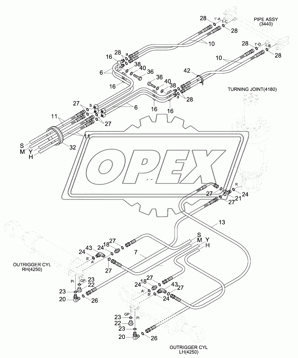 LOWER HYD PIPING 2(F/OUT, R/BLD,-#0014)