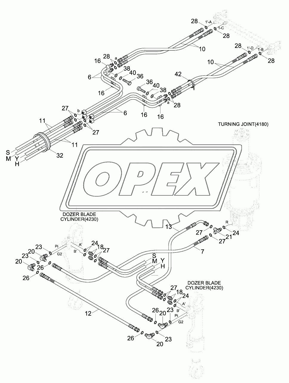 LOWER HYD PIPING 2(F/BLD, R/OUT, -#0014)
