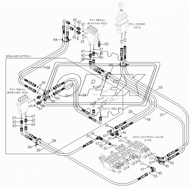 PILOT HYD PIPING 1 (DOZER LEVER)