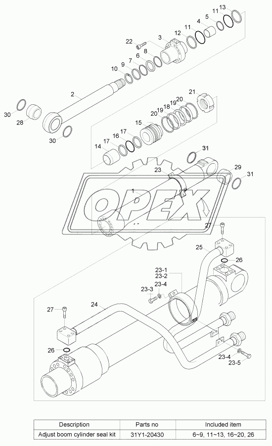 BOOM CYLINDER (ADJUST BOOM, #0022-)