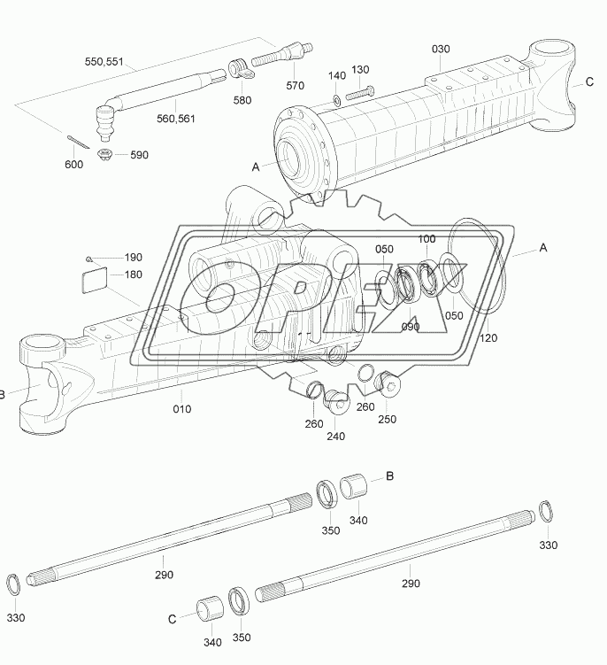 FRONT AXLE CASING (-#0978)