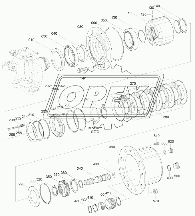 FRONT AXLE OUTPUT GROUP (-#0978)