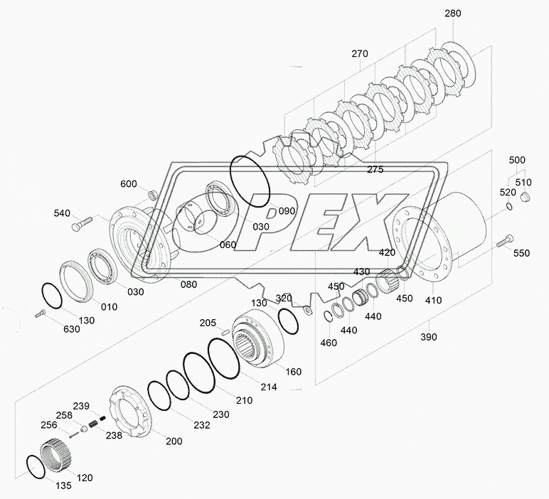 FRONT AXLE OUTPUT GROUP (#0979-)