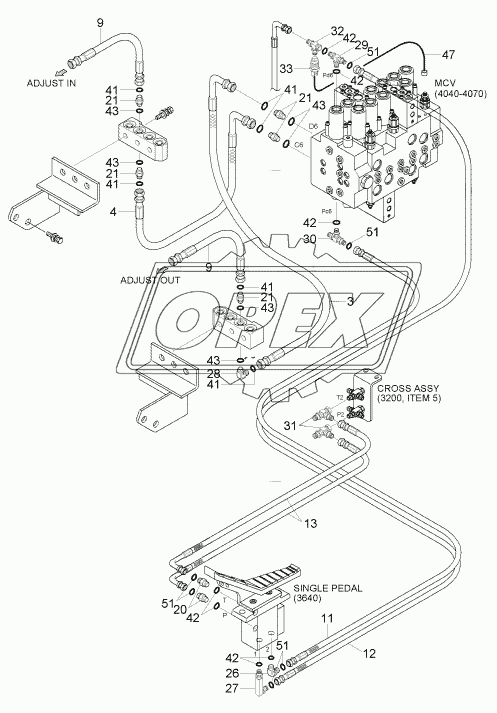 UPPER HYD PIPING 2 (ADJUST BOOM, #0022-)