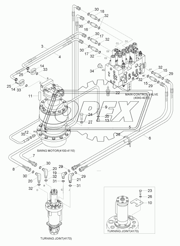 UPPER HYDRAULIC PIPING (TRAVEL)