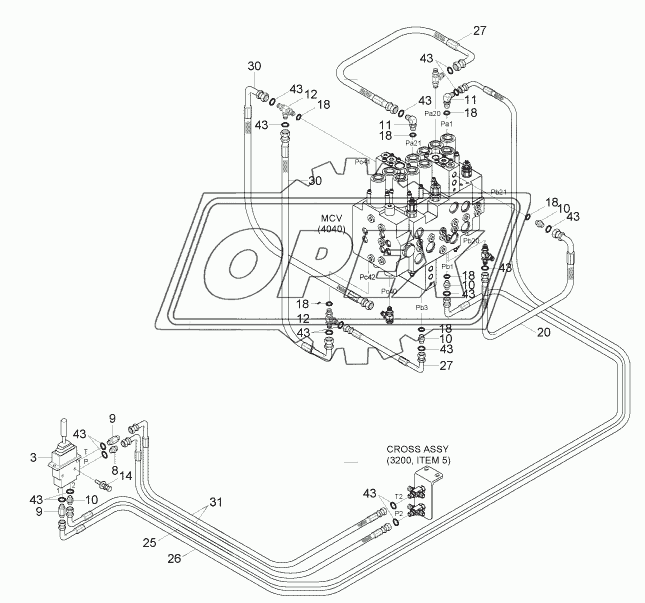 PILOT HYD PIPING (CONTROL 3, -#0429)