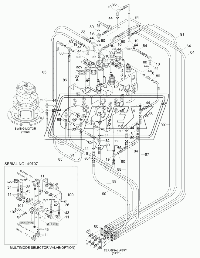 PILOT HYD PIPING (BASE 4, #0430-)