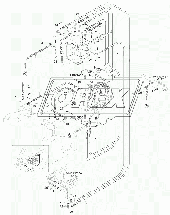 D/ACT MAIN PIPING KIT (ADJUST BOOM)