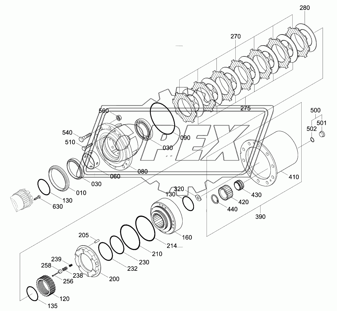 REAR AXLE OUTPUT GROUP (-#0192)