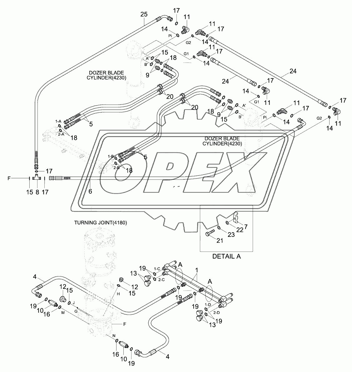 LOWER HYD PIPING (REAR BLADE, -#0089)