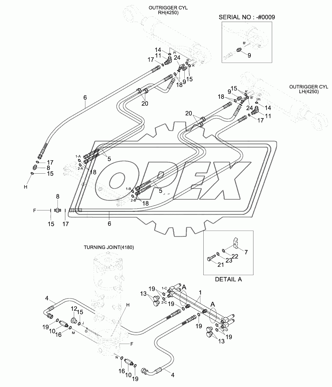 LOWER HYD PIPING (2-OUTRIGGER, -#0089)