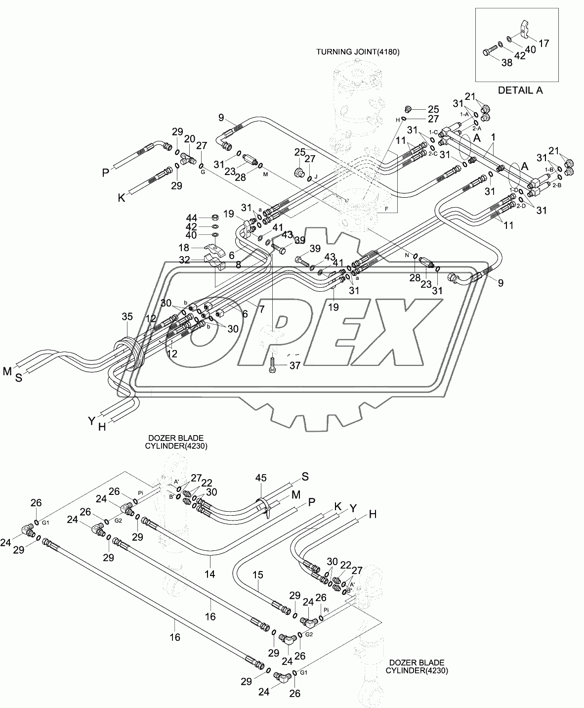 LOWER HYD PIPING (F/BLADE, #0010-#0089)