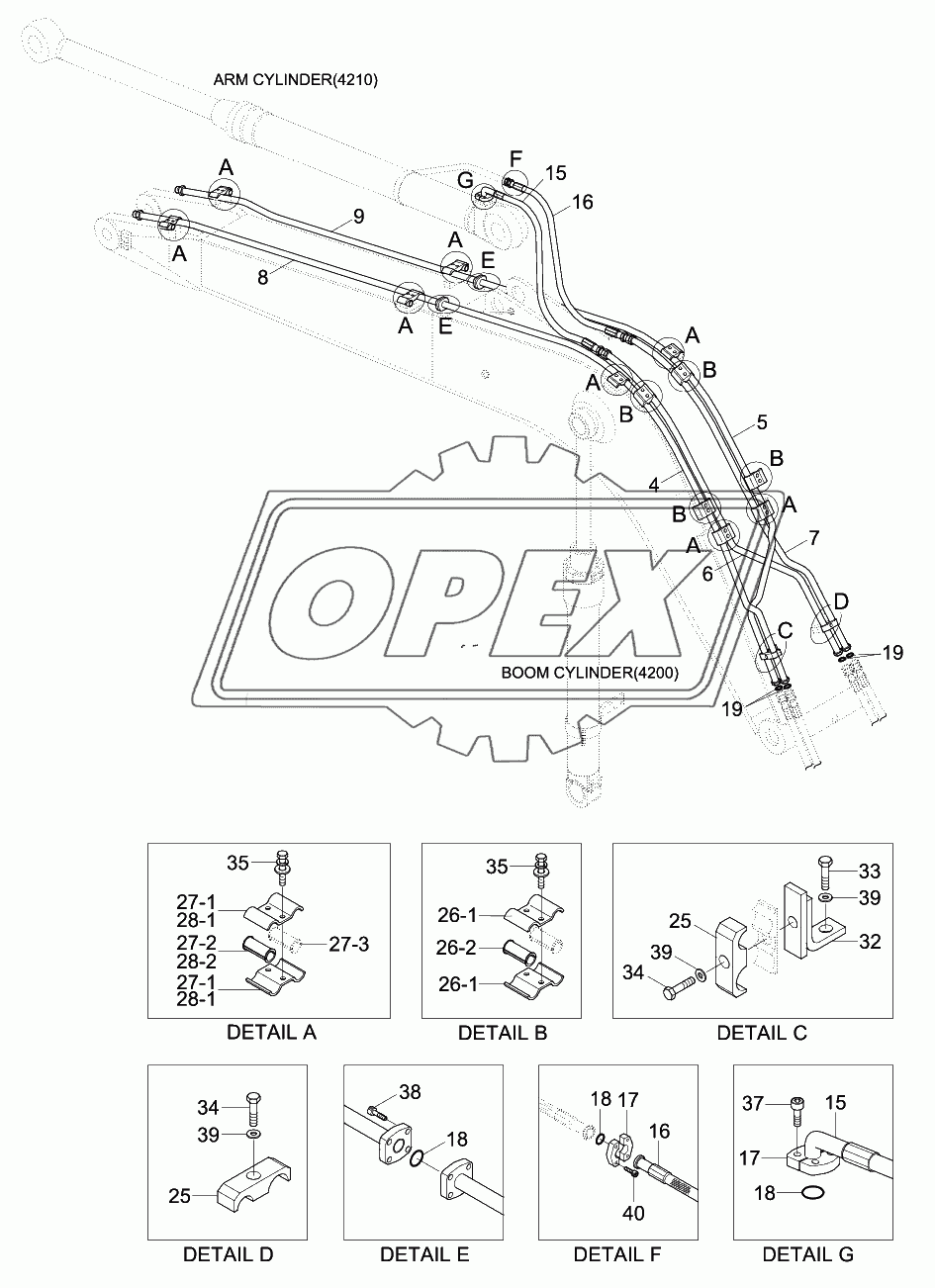 BOOM HYD PIPING (5.1M, STD)