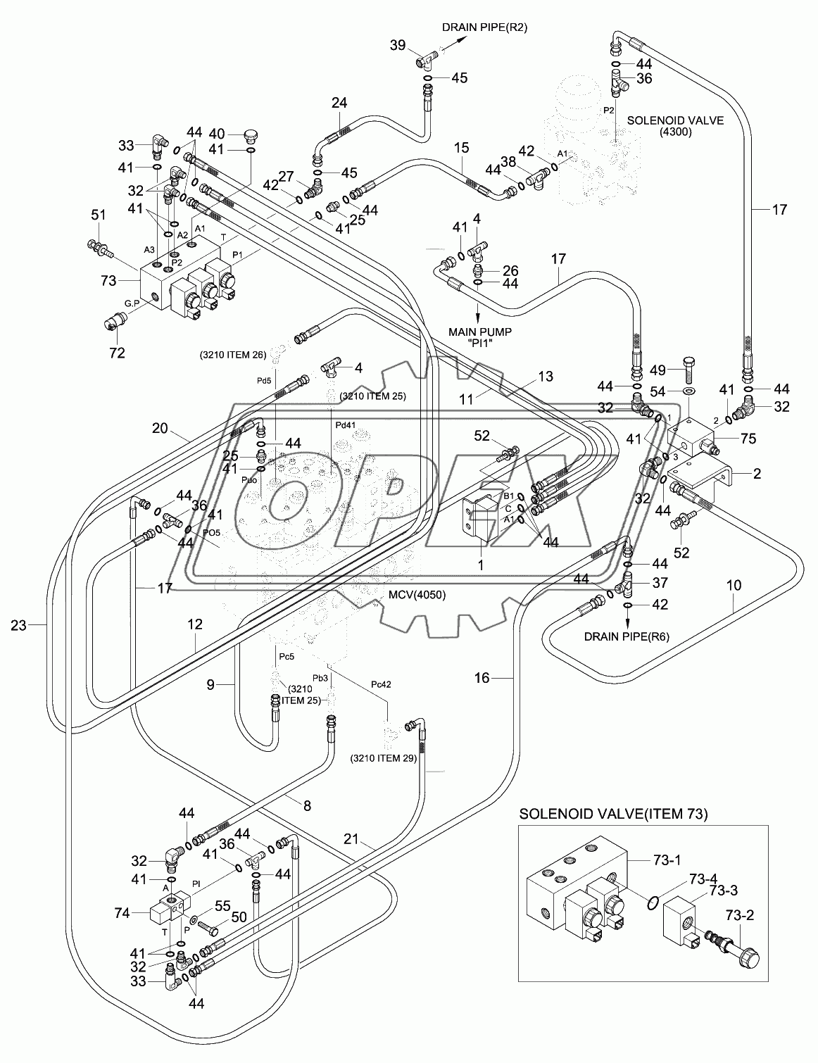 D/ACTING MAIN PIPING KIT 2 (ADJUST BOOM)