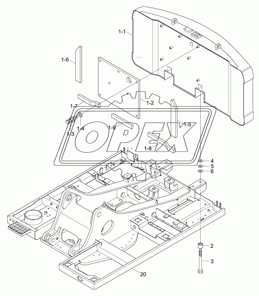 UPPER FRAME & COUNTERWEIGHT