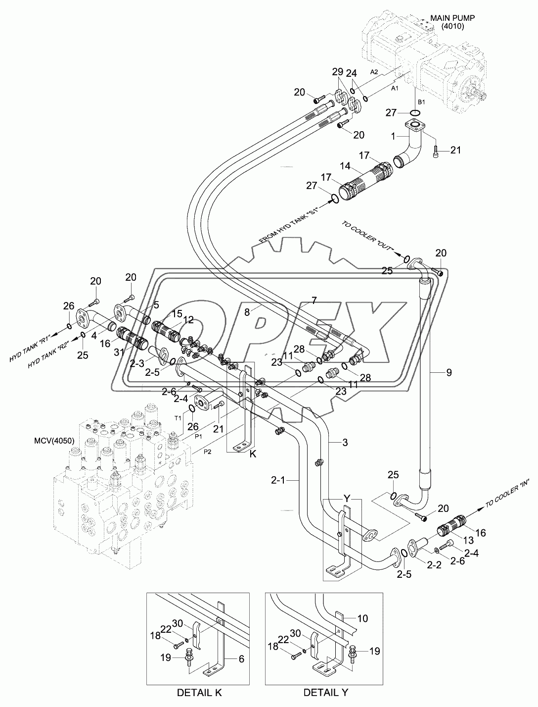 UPPER HYD PIPING (BASE)