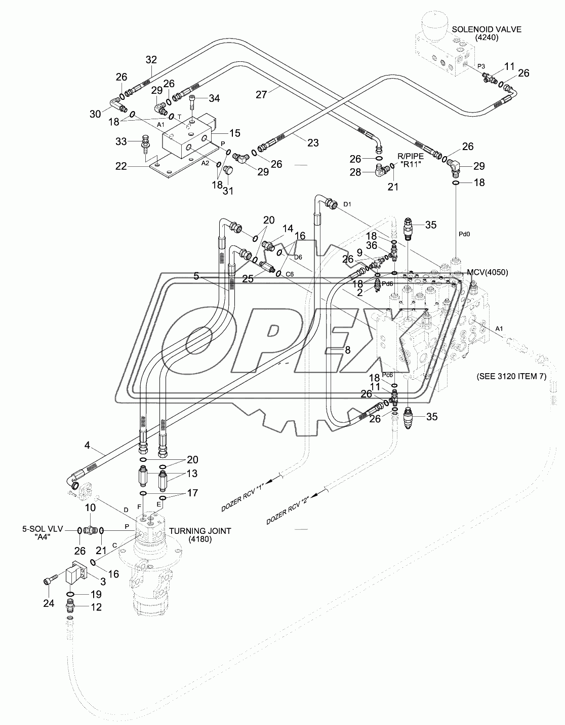 UPPER HYD PIPING (R180LCD-9)