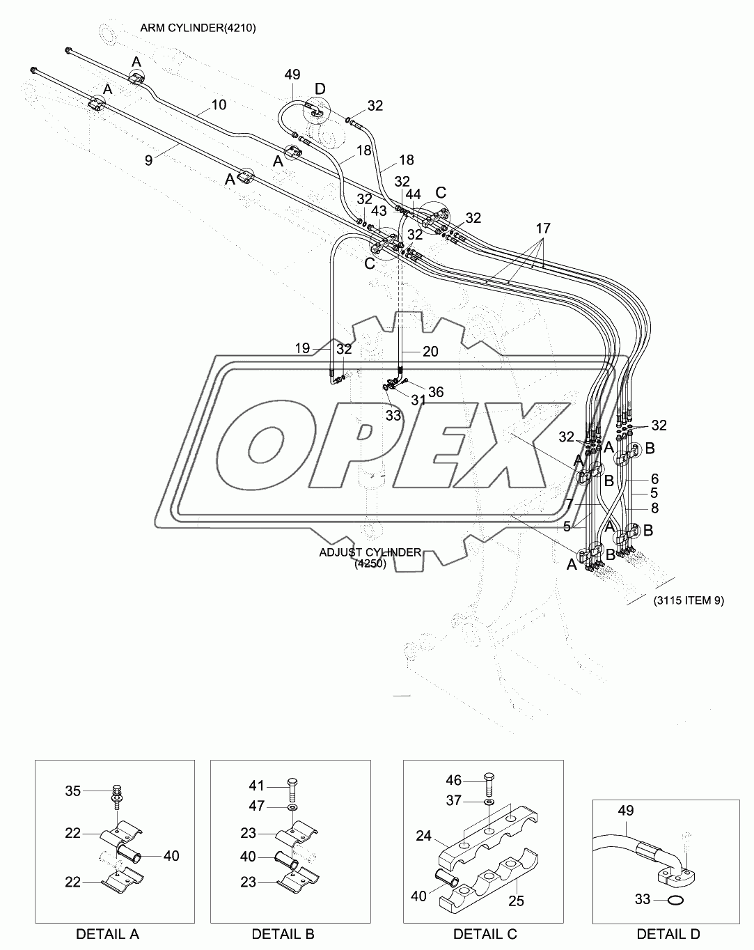 BOOM HYD PIPING (ADJUST BOOM)