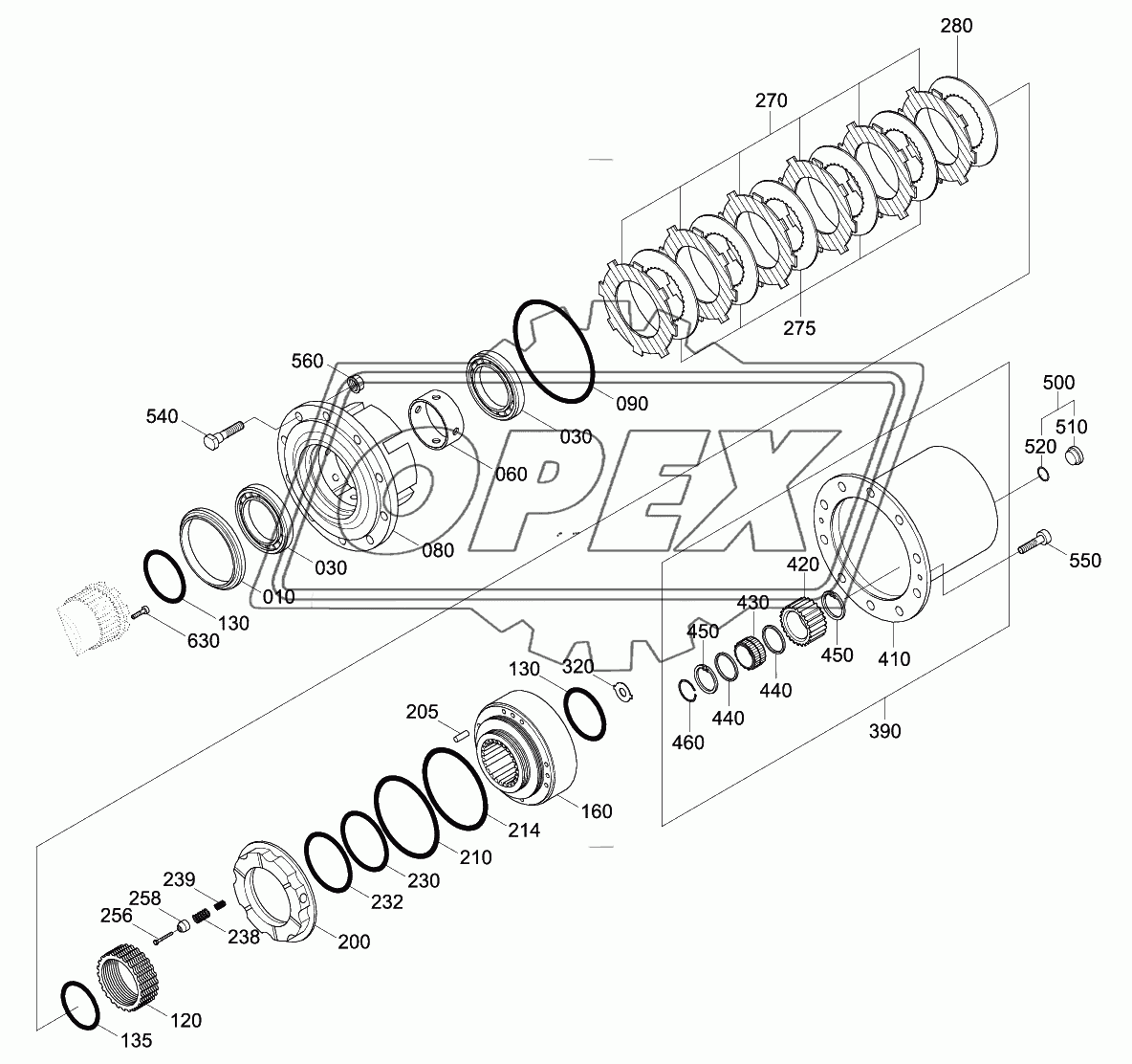 REAR AXLE OUTPUT GROUP (-#0425)