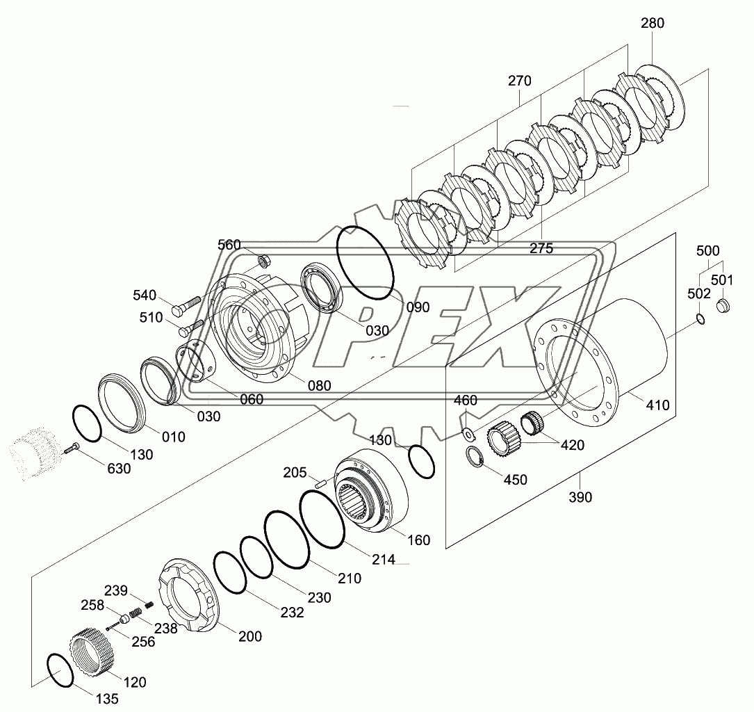 FRONT AXLE OUTPUT GROUP (#0426-)