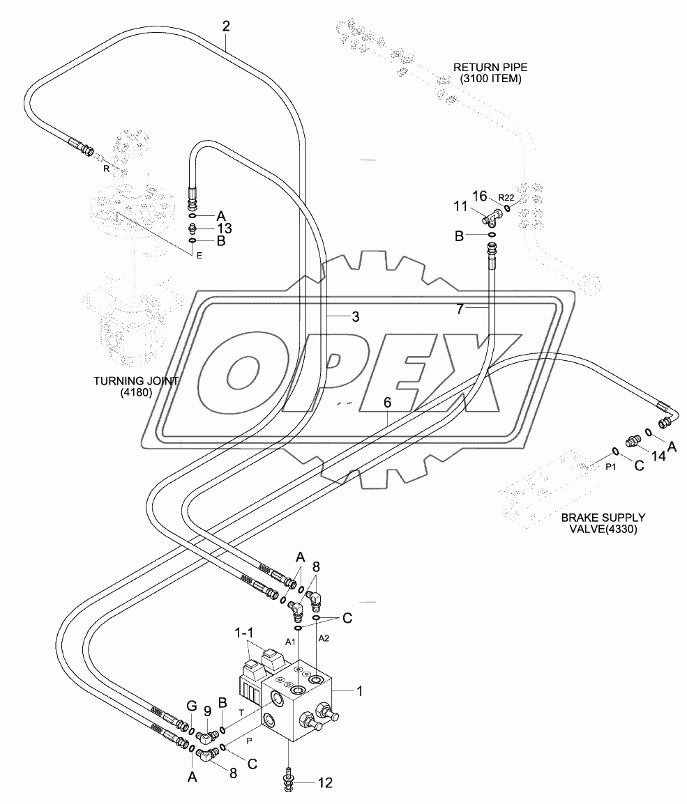 PILOT HYD PIPING (4 OUTRIGGER)