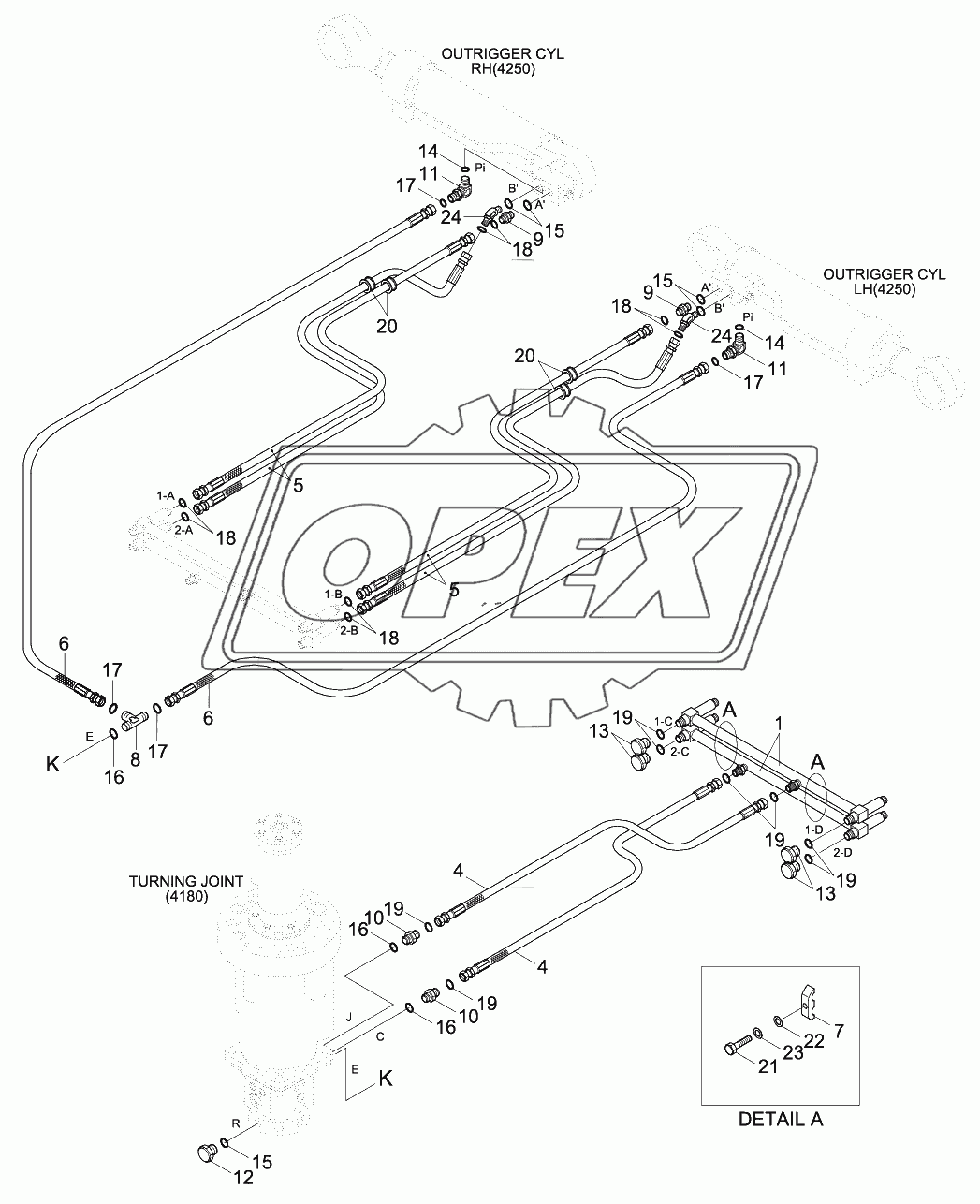 LOWER HYD PIPING (2-OUTRIGGER, -#0066)