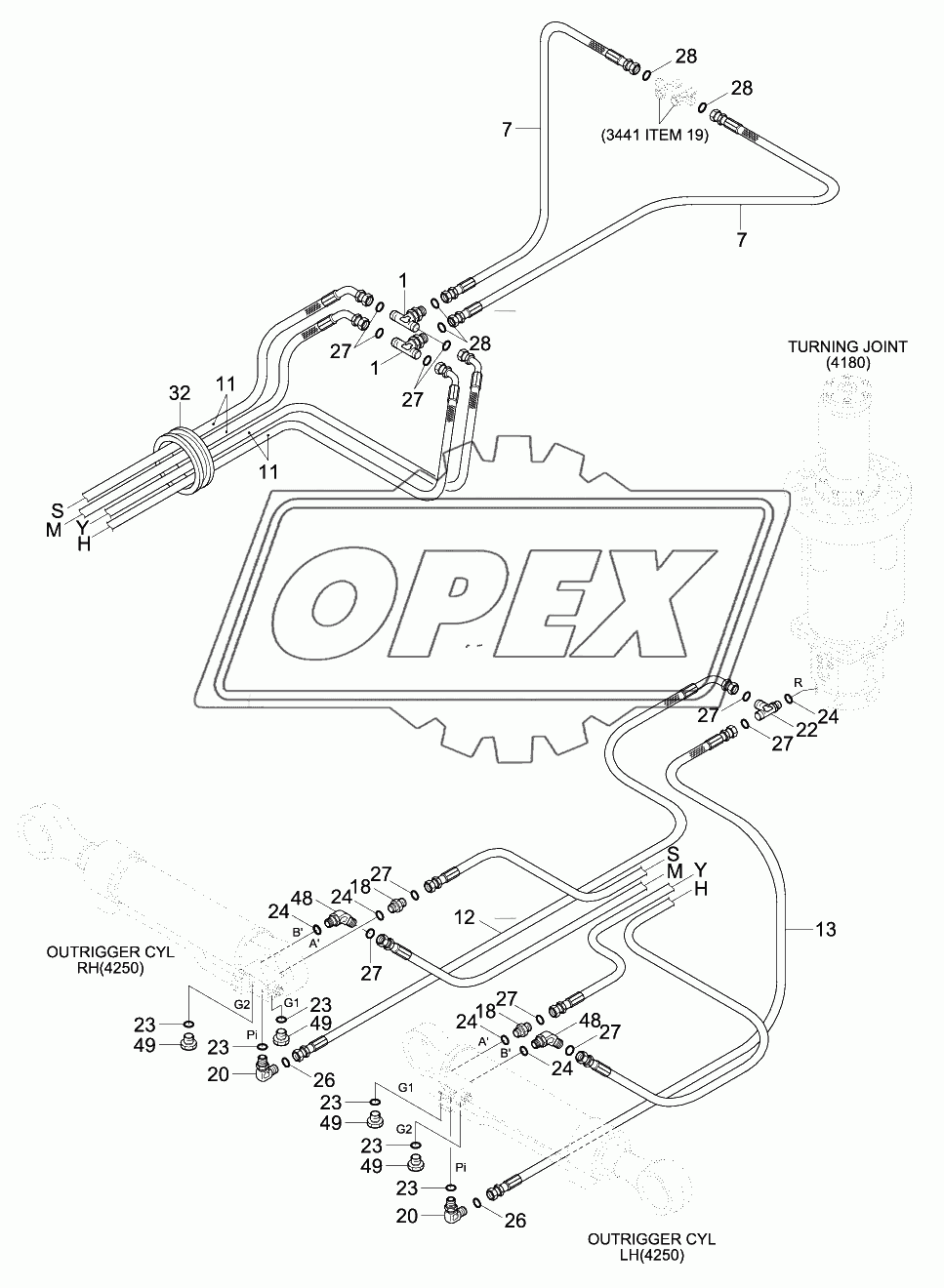 LOWER HYD PIPING 2 (F/OUT, R/BLD, #0067-)