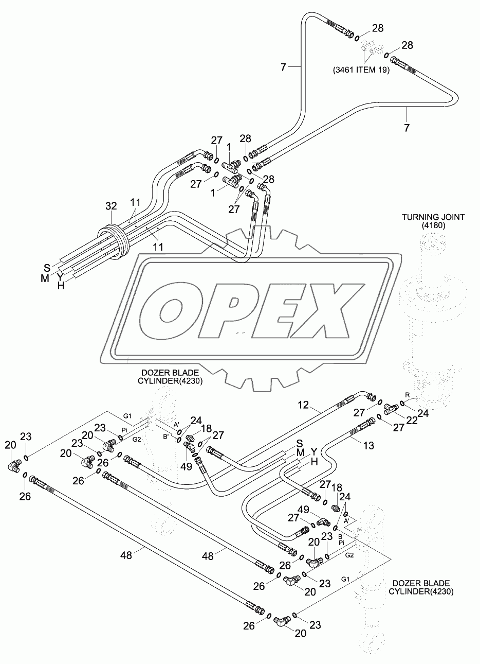 LOWER HYD PIPING 2 (F/BLD, R/OUT, #0067-)