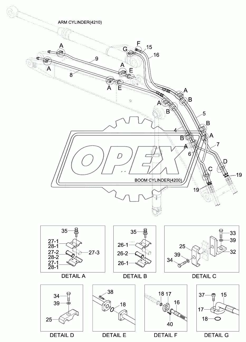 BOOM HYD PIPING (5.1M, STD)