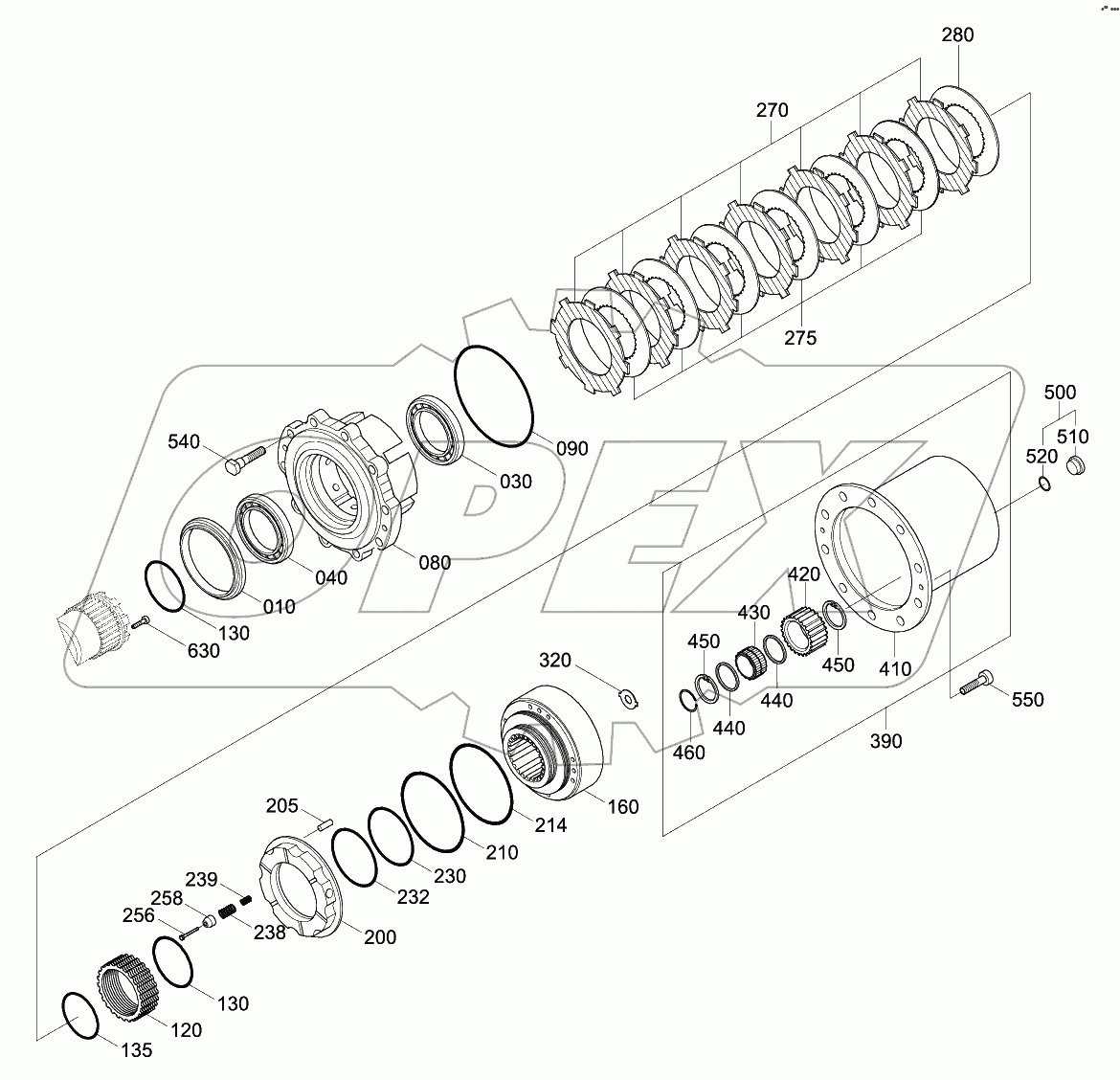 REAR AXLE OUTPUT GROUP (-#0010)