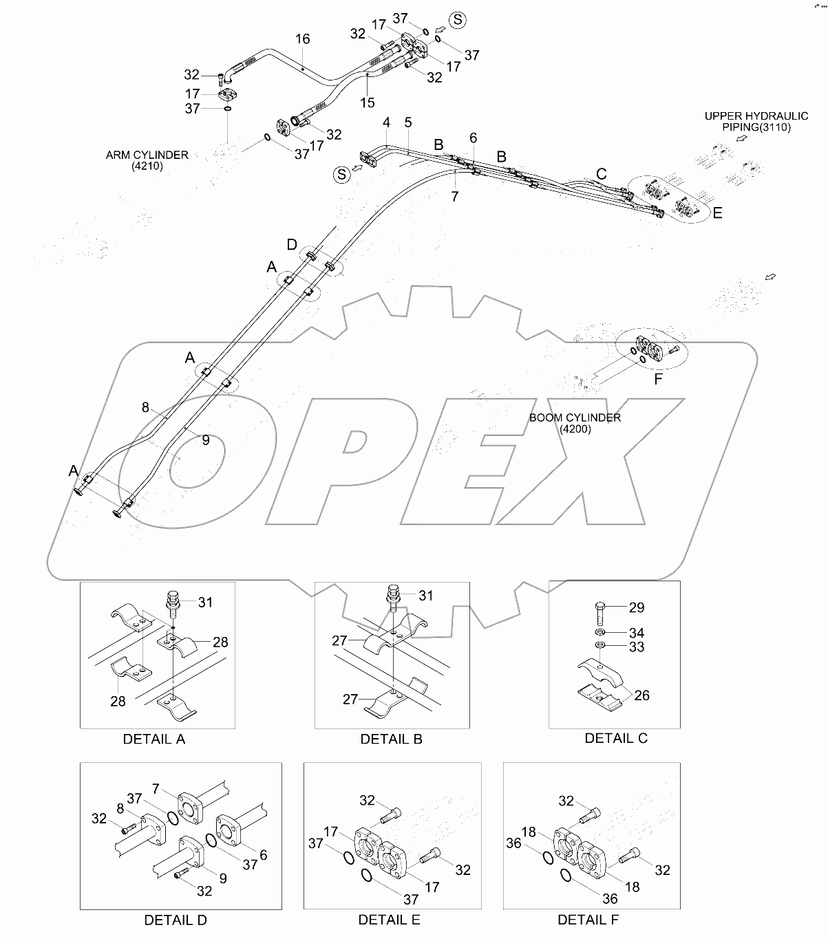 BOOM HYD PIPING (5.2M, SHORT)