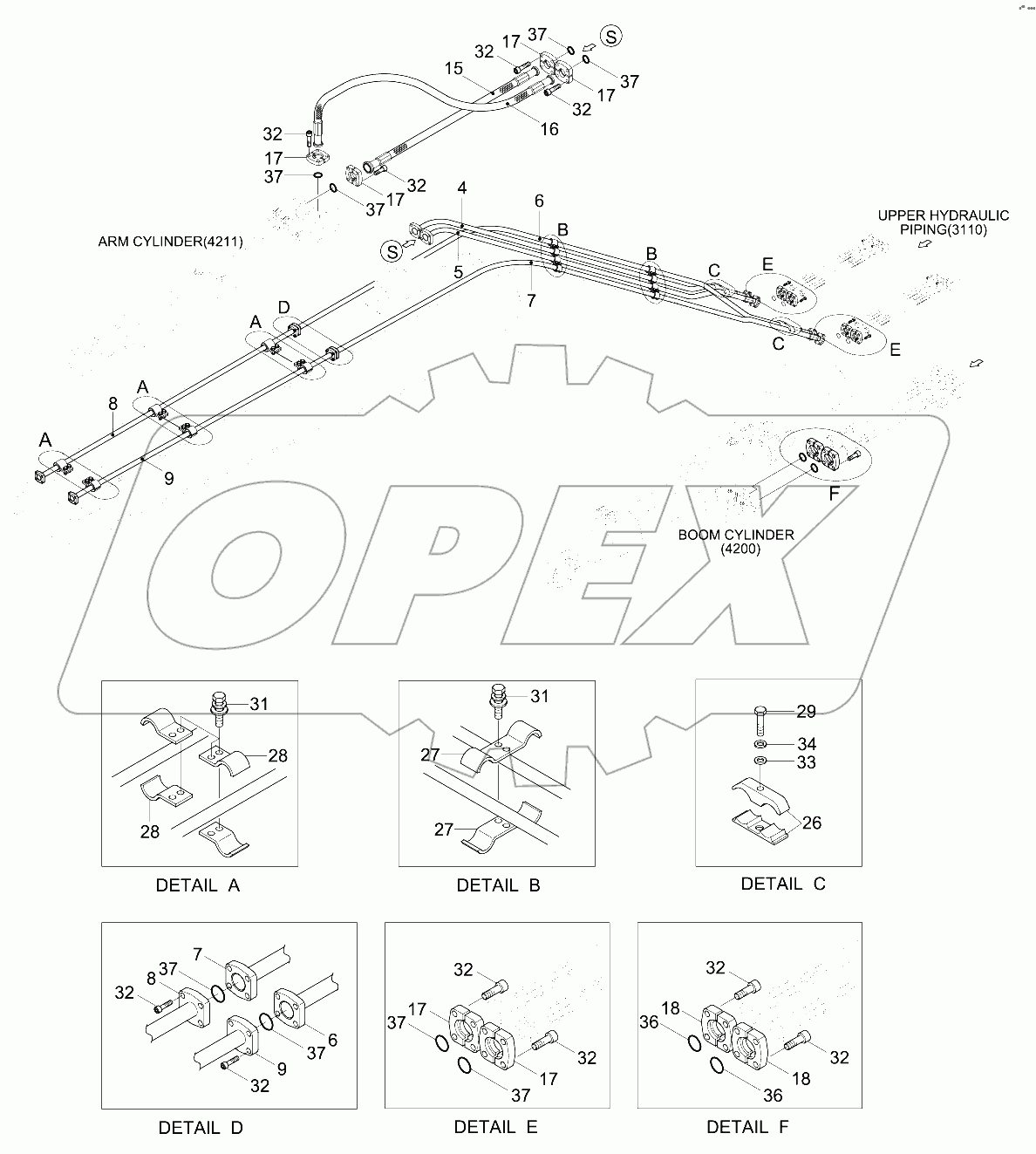 BOOM HYD PIPING (5.55M, OPT)