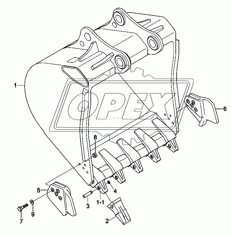 BUCKET (5 TEETH, CAST)