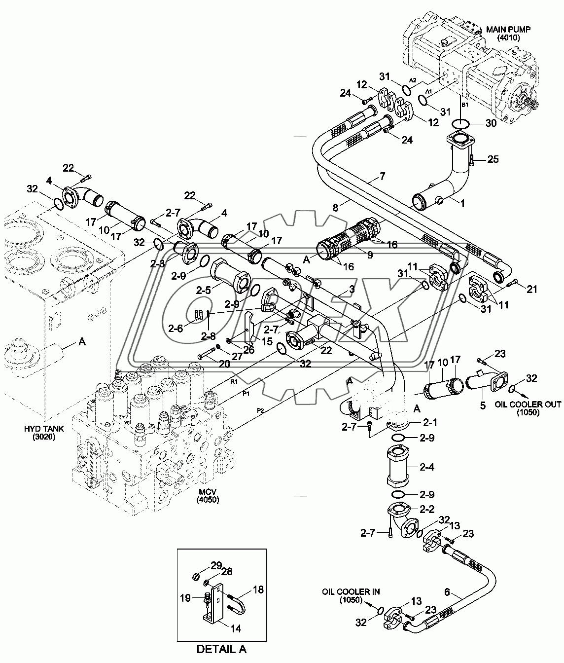 UPPER HYDRAULIC PIPING (BASE)