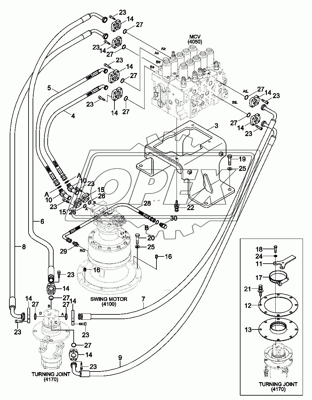 UPPER HYDRAULIC PIPING (TRAVEL)