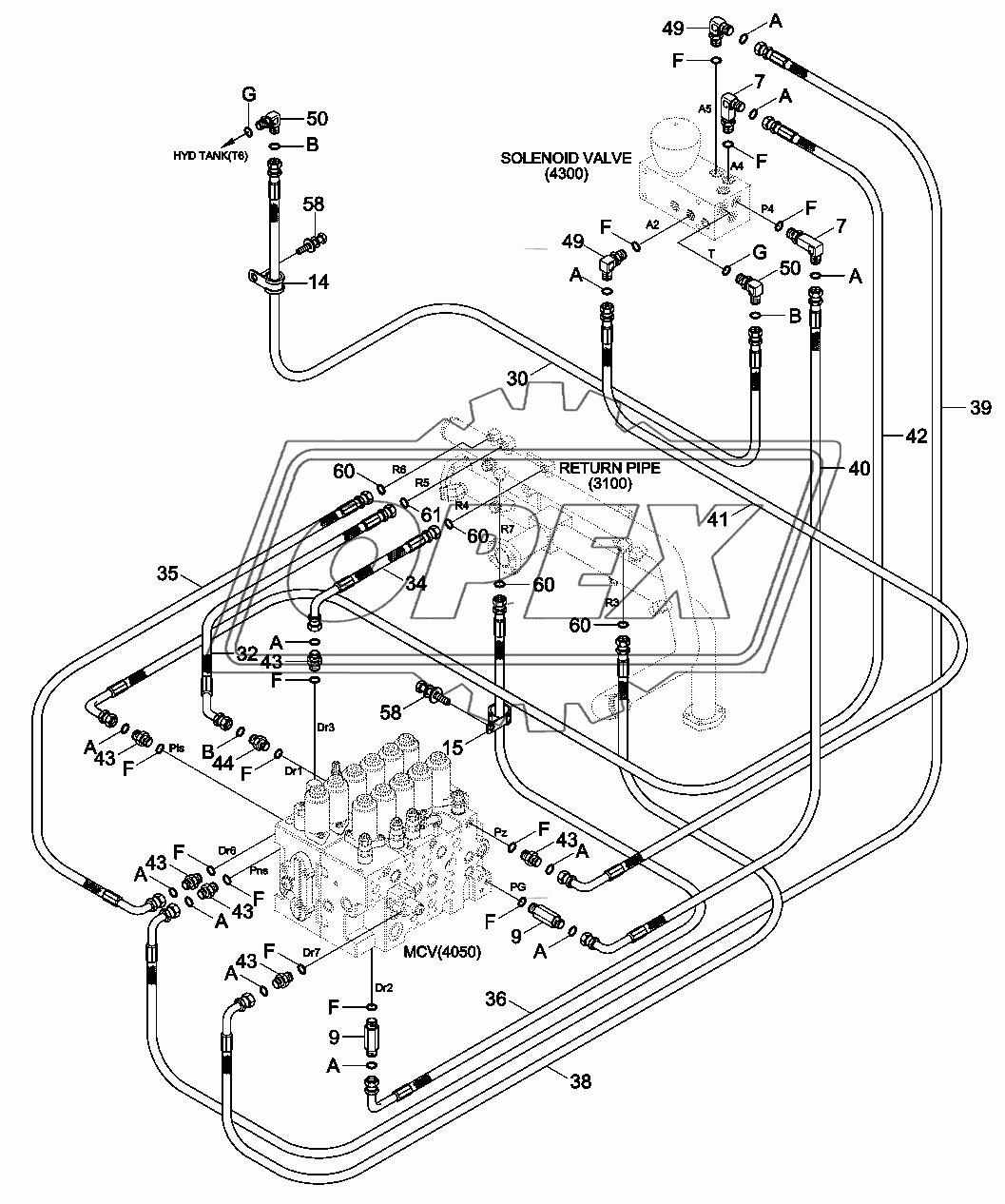 PILOT HYDRAULIC PIPING (BASE 3)