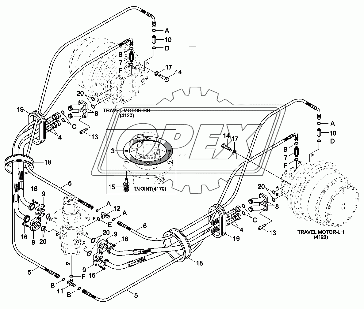 TRAVEL HYDRAULIC PIPING