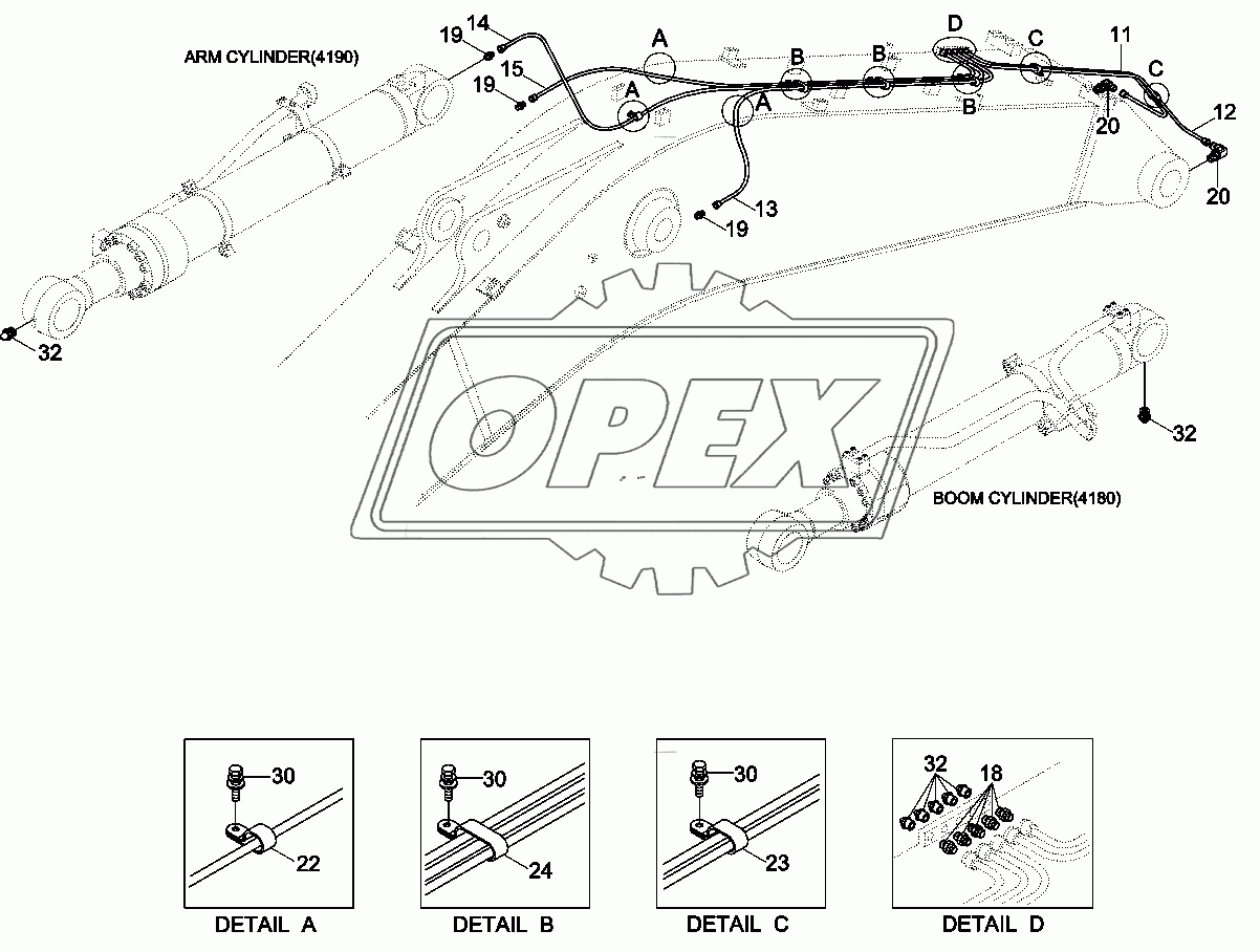 BOOM GREASE LUB SYSTEM (6.45M, STD)