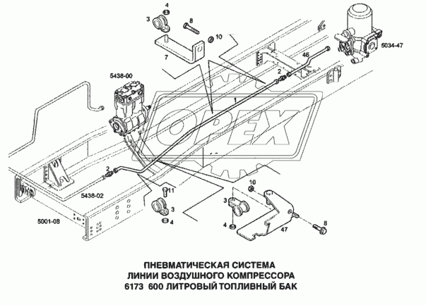 Пневматическая система, линии воздушного компрессора