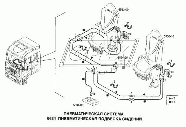 Пневматическая система, пневматическая подвеска сидений