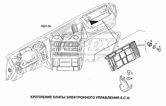 Крепление платы электронного управления E.C.U.