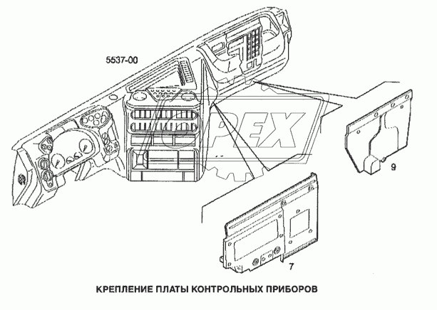 Крепление платы контрольных приборов