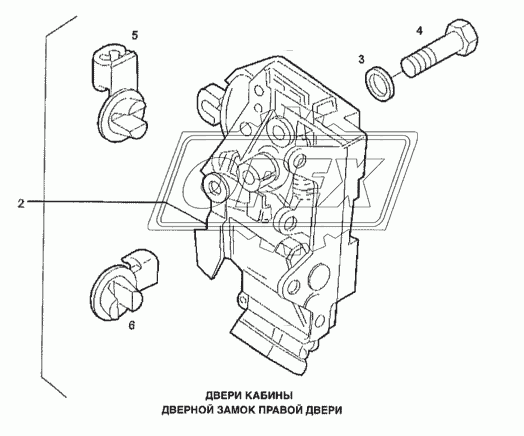 Двери кабины, замок правой двери