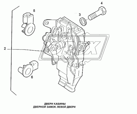 Двери кабины, замок левой двери
