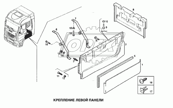 Крепление левой панели