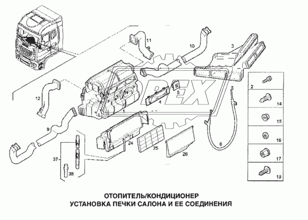 Установка печки салона и ее соединения