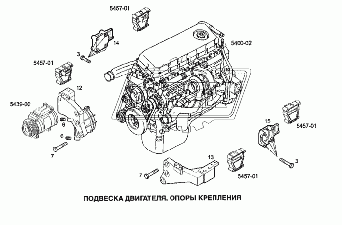 Подвеска двигателя, опоры крепления