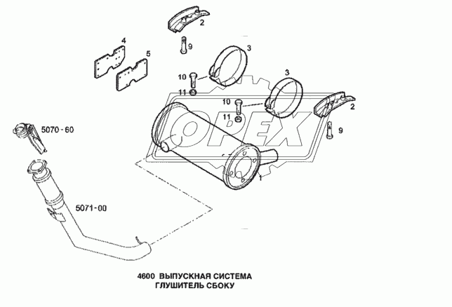 Выпускная система, глушитель сбоку