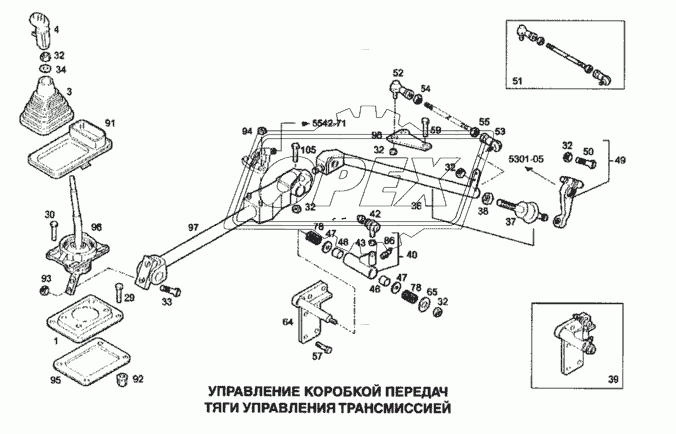 Управление коробкой передач, тяги управления трансмиссией