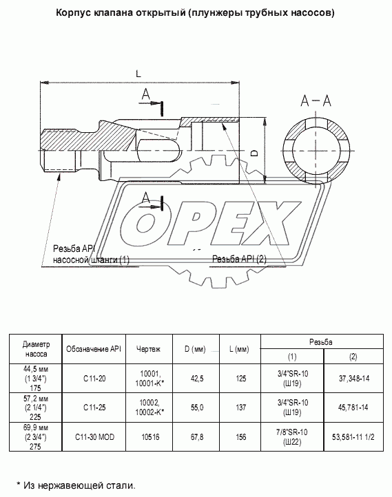 Корпус клапана открытый (плунжеры трубных насосов)